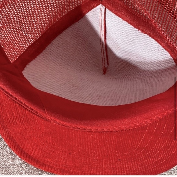 Vintage Babco Red Corduroy Mesh Back Snap Back Trucker Hat - Picture 7 of 9
